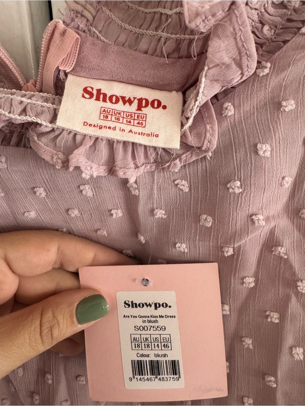 Pink Swiss Dot Ruffle Dress - Picture 4 of 5